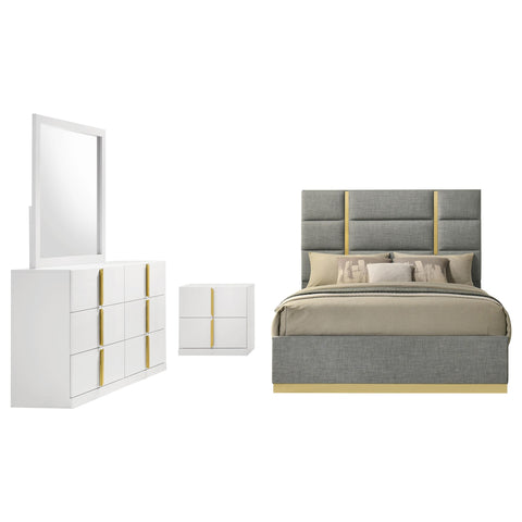 Dale 4-piece Queen Bedroom Set Grey and White High Gloss