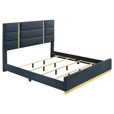 Dale 56-inch Fabric Upholstered Eastern King Panel Bed Navy