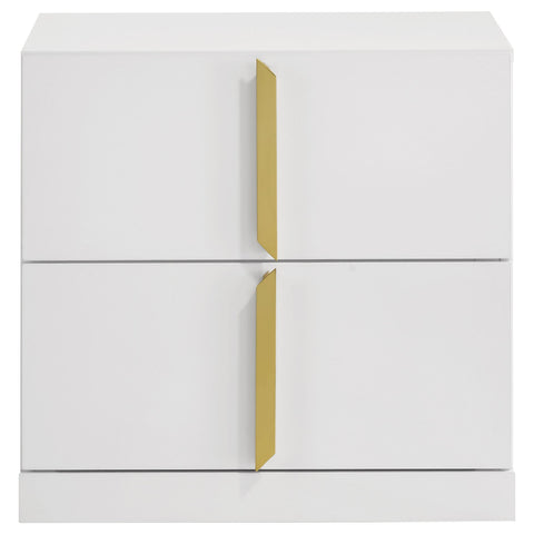 Dale 2-drawer Nightstand Bedside Table White High Gloss