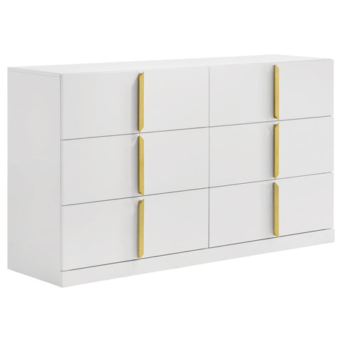 Dale 6-drawer Bedroom Dresser Cabinet White High Gloss
