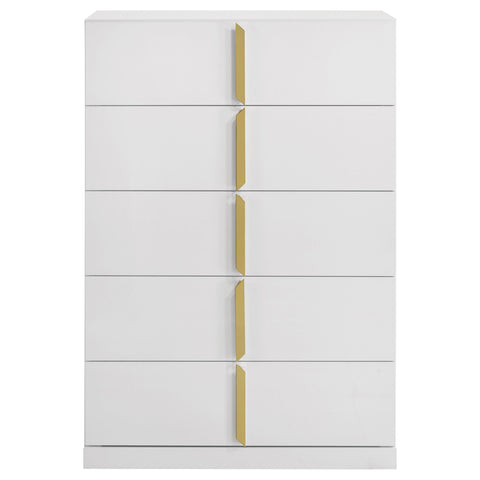 Dale 5-drawer Bedroom Chest of Drawers White High Gloss