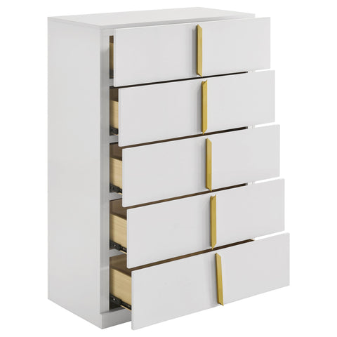 Dale 5-drawer Bedroom Chest of Drawers White High Gloss