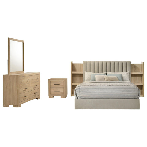 Skyview 4-Piece Eastern King Upholstered Bedroom Set Light Oak