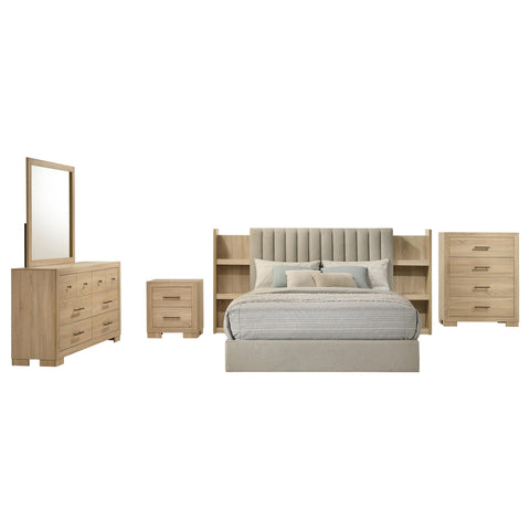 Skyview 5-Piece Queen Upholstered Bedroom Set Light Oak