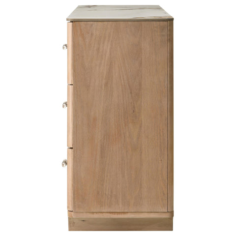 Lille 6-drawer Sinter Stone Top Dresser Cabinet Light Oak