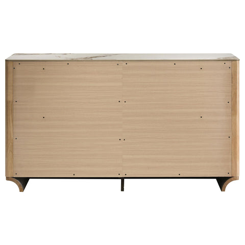 Lille 6-drawer Sinter Stone Top Dresser Cabinet Light Oak