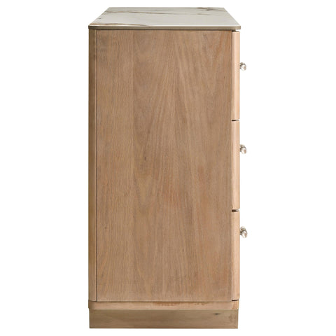 Lille 6-drawer Sinter Stone Top Dresser Cabinet Light Oak