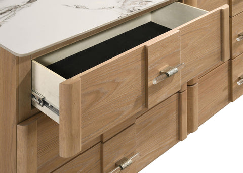Lille 6-drawer Sinter Stone Top Dresser Cabinet Light Oak