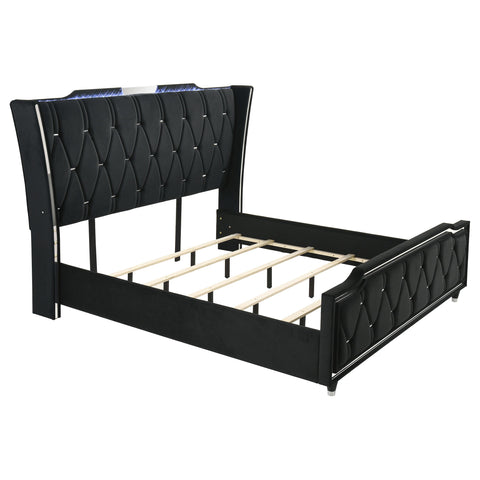 Deiter Eastern King LED Upholstered Bed Black