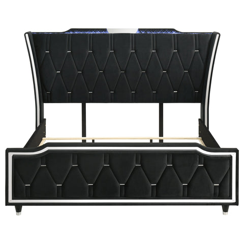 Deiter Eastern King LED Upholstered Bed Black