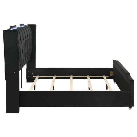 Deiter Eastern King LED Upholstered Bed Black