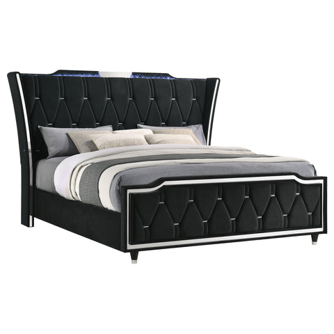 Deiter California King LED Upholstered Bed Black