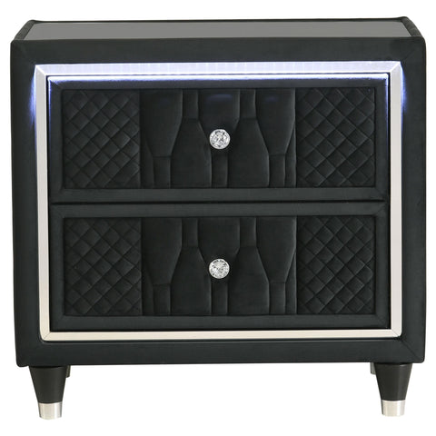 Deiter 2-drawer LED Nightstand with USB Black