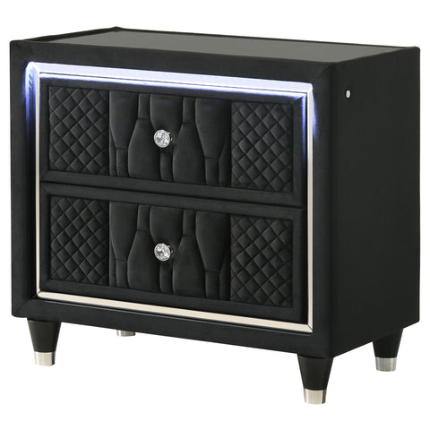 Deiter 2-drawer LED Nightstand with USB Black