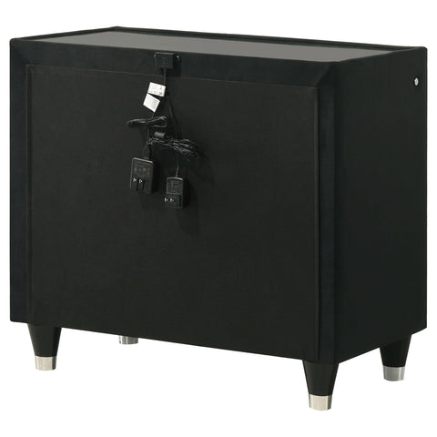 Deiter 2-drawer LED Nightstand with USB Black