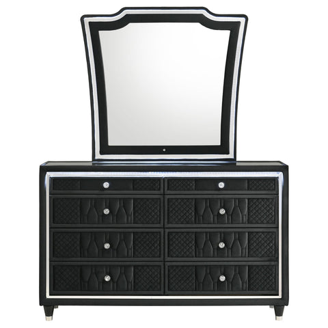 Deiter 8-drawer LED Dresser with Mirror Black