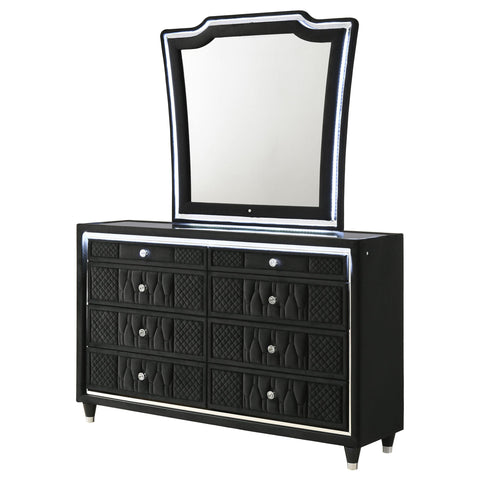 Deiter 8-drawer LED Dresser with Mirror Black