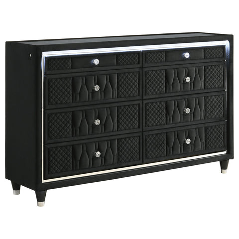 Deiter 8-drawer LED Bedroom Dresser Cabinet Black