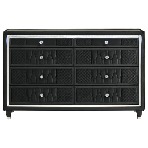 Deiter 8-drawer LED Bedroom Dresser Cabinet Black