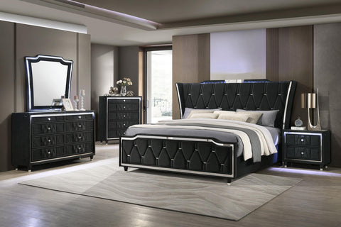 Deiter 8-drawer LED Bedroom Dresser Cabinet Black