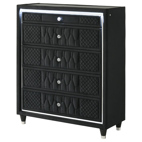Deiter 5-drawer LED Chest of Drawers Black