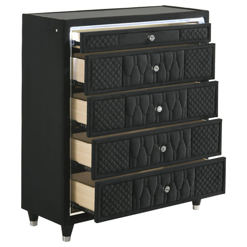 Deiter 5-drawer LED Chest of Drawers Black