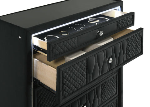 Deiter 5-drawer LED Chest of Drawers Black