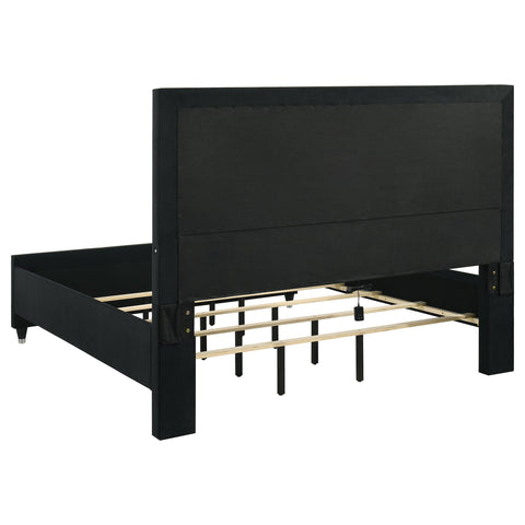 Saide Velvet Upholstered Eastern King LED Panel Bed Black