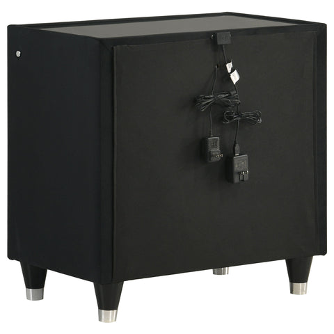 Saide 4-piece Velvet Upholstered California King LED Bedroom Set Black