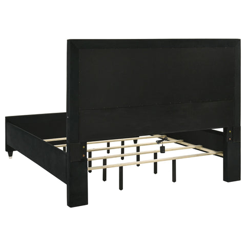 Saide 5-piece Velvet Upholstered California King LED Bedroom Set Black