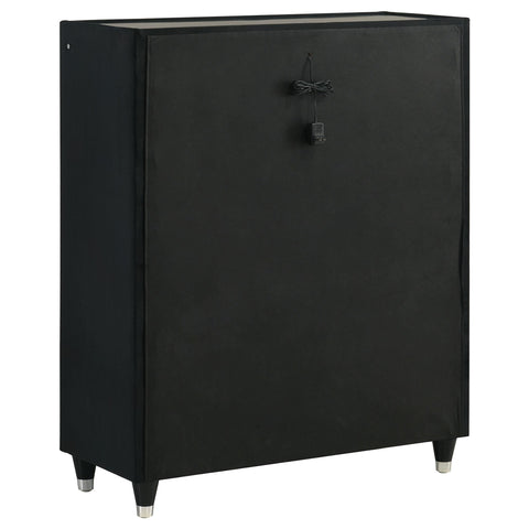 Saide 5-piece Velvet Upholstered California King LED Bedroom Set Black