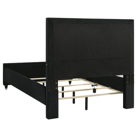 Saide 5-piece Velvet Upholstered Queen LED Bedroom Set Black
