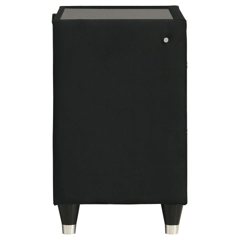 Saide 2-drawer Velvet Upholstered LED Nightstand with USB Black