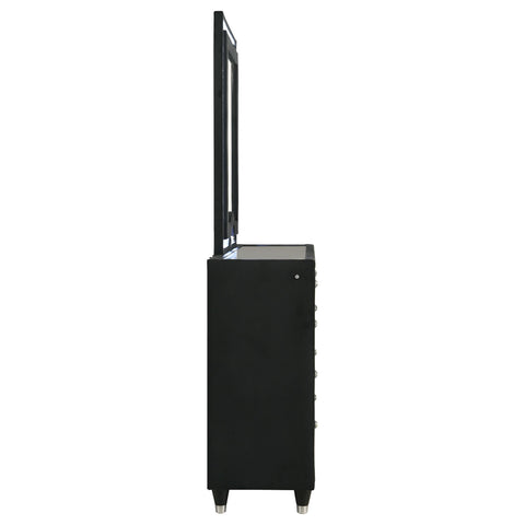Saide 8-drawer Velvet Upholstered LED Dresser and Mirror Black