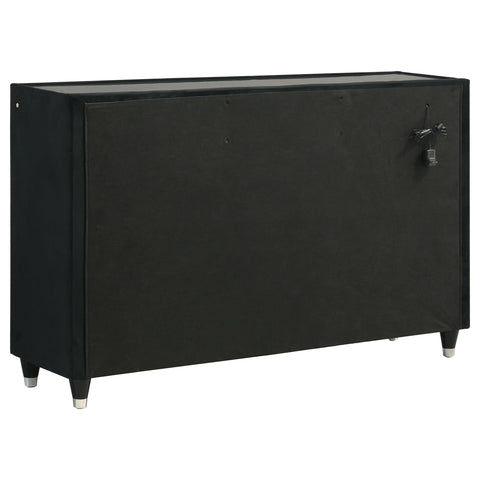 Saide 8-drawer Velvet Upholstered LED Dresser Cabinet Black