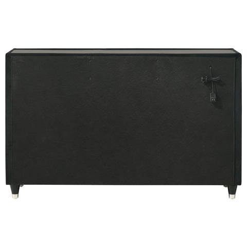 Saide 8-drawer Velvet Upholstered LED Dresser Cabinet Black