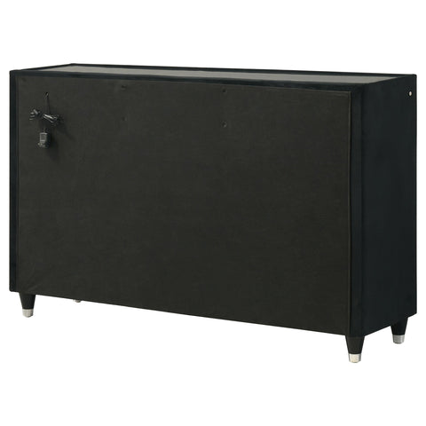 Saide 8-drawer Velvet Upholstered LED Dresser Cabinet Black