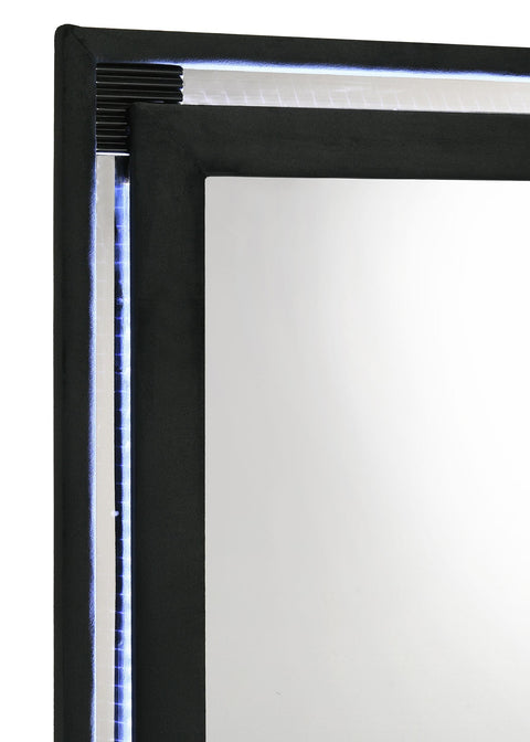 Saide Velvet Upholstered LED Dresser Mirror Black