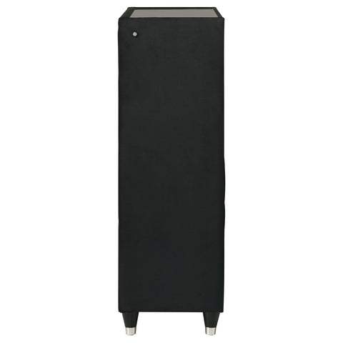 Saide 5-drawer Velvet Upholstered LED Chest of Drawers Black