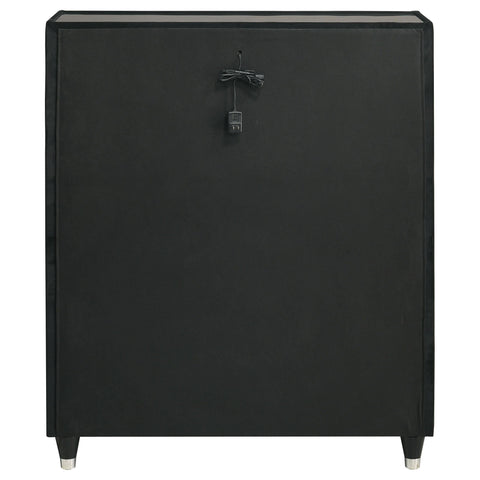 Saide 5-drawer Velvet Upholstered LED Chest of Drawers Black