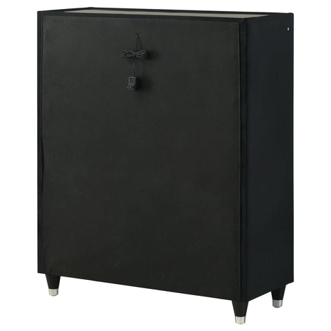 Saide 5-drawer Velvet Upholstered LED Chest of Drawers Black
