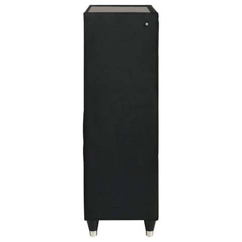 Saide 5-drawer Velvet Upholstered LED Chest of Drawers Black