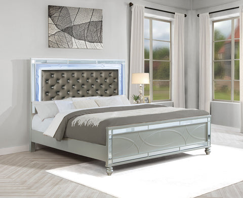 Jenny Wood Eastern King LED Panel Bed Silver MetallicSilver Metallic