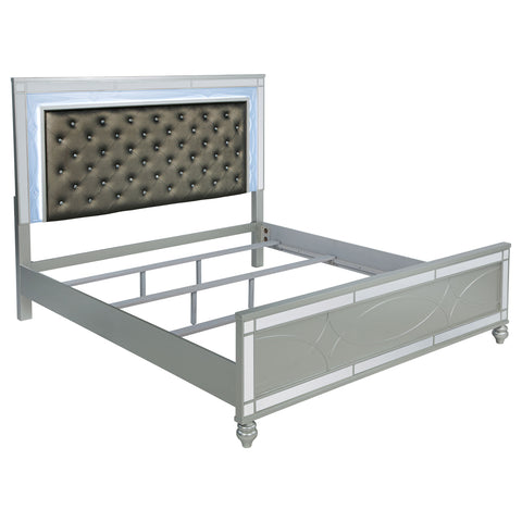 Jenny Wood Eastern King LED Panel Bed Silver MetallicSilver Metallic