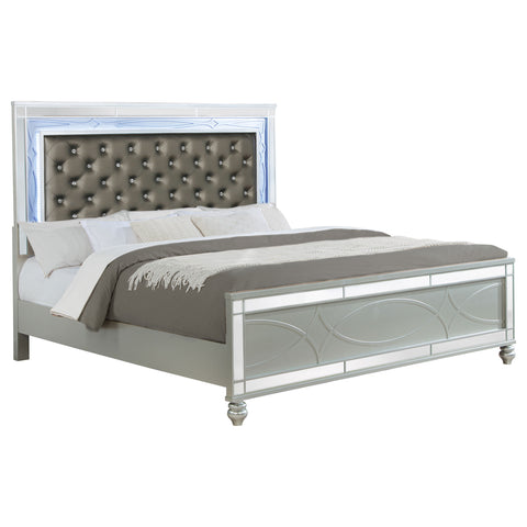 Jenny Wood Eastern King LED Panel Bed Silver MetallicSilver Metallic