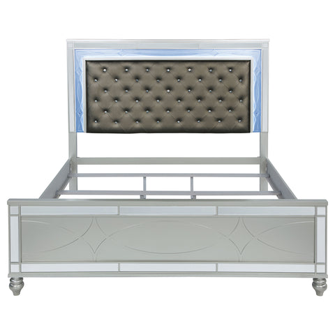 Jenny Wood Eastern King LED Panel Bed Silver MetallicSilver Metallic