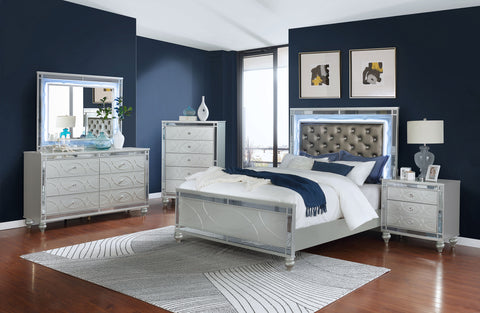 Jenny 5-piece California King Bedroom Set Silver MetallicSilver Metallic