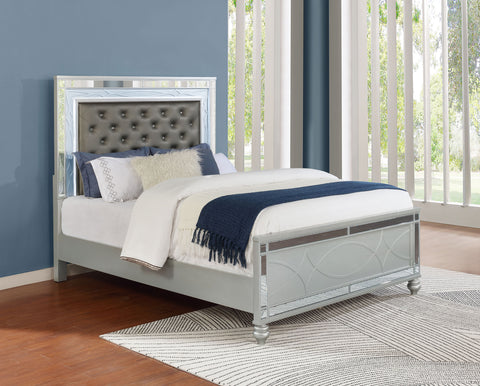 Jenny Wood California King LED Panel Bed Silver MetallicSilver Metallic