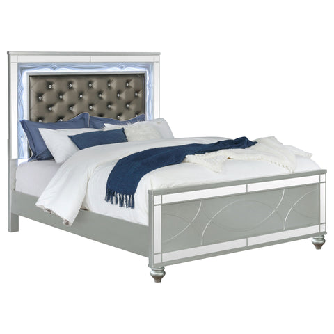 Jenny Wood California King LED Panel Bed Silver MetallicSilver Metallic