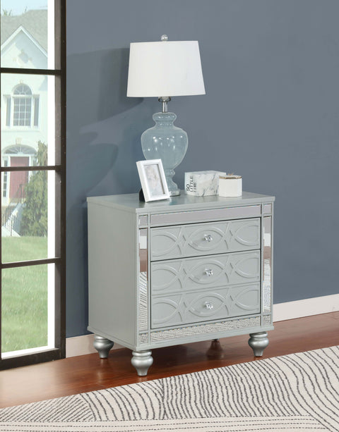 Jenny 2-drawer Nightstand Silver MetallicSilver Metallic